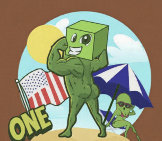 American green one purple umbrella