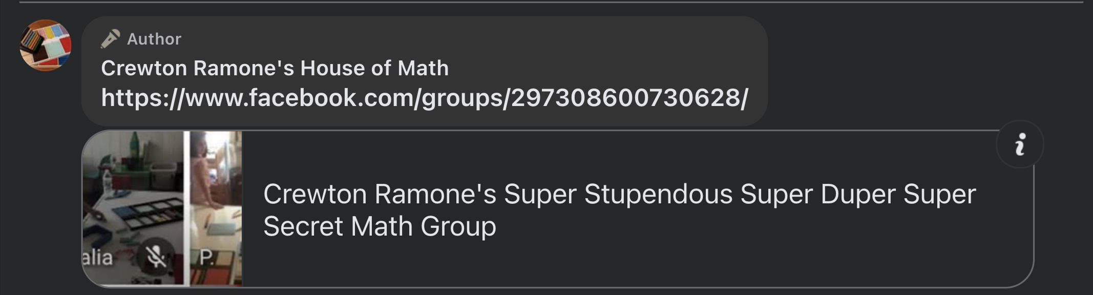 FaceBook secret math group