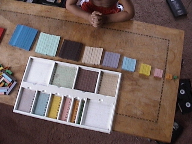 squares in front of tray